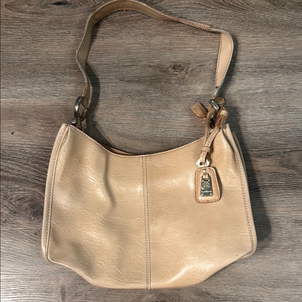 Li Claiborne Tan Faux Leather Shoulder Bag